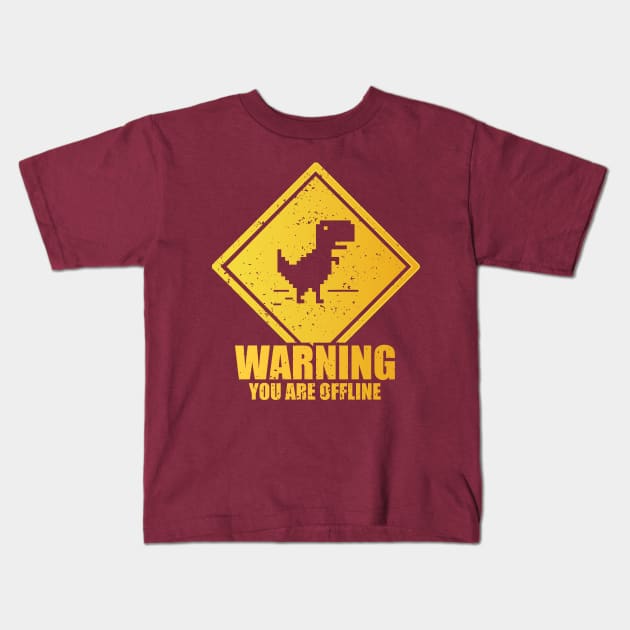 Warning You are Offline Kids T-Shirt by Piercek25